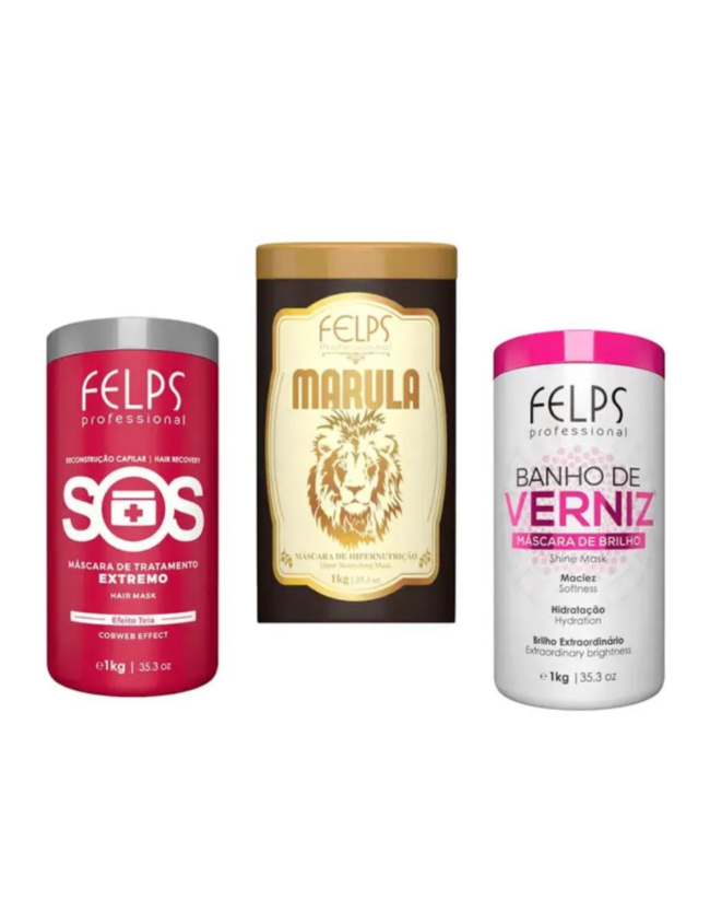 SOS 1000gr + Banho de Verniz 1000gr + Marula 1000gr