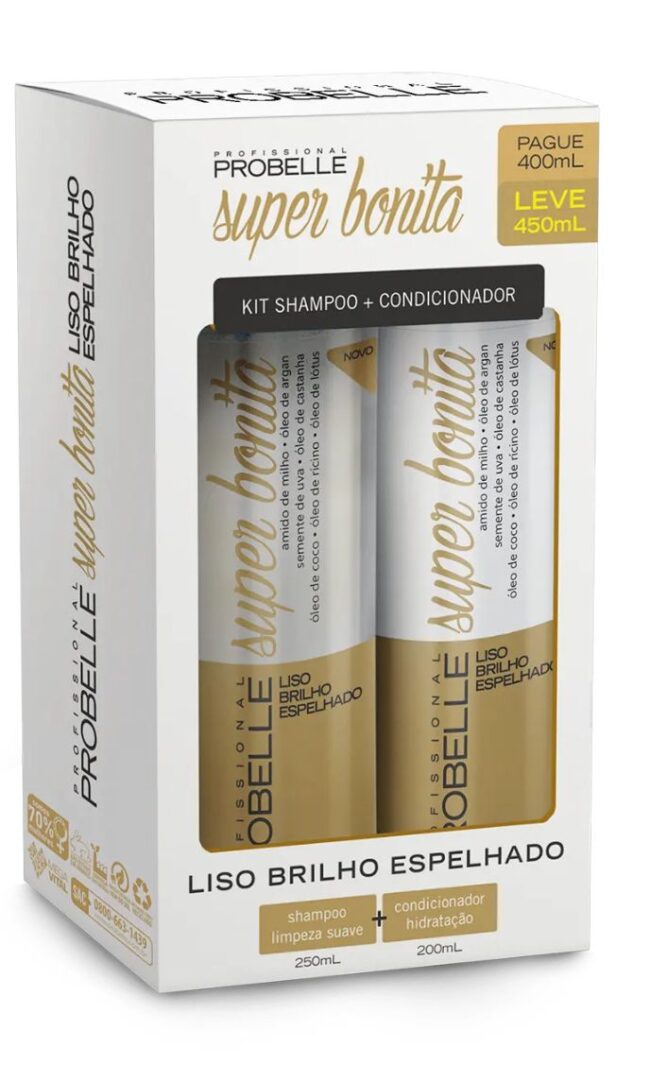 LISO BRILLO ESPEJADO – KIT SHAMPOO Y ACONDICIONADOR 250ML + 200ML